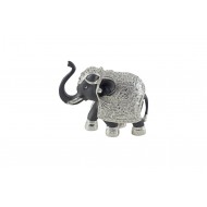 A Silver Electro Plating Elephant Size - 5 x 5.5 Inch with Black Body Colour
