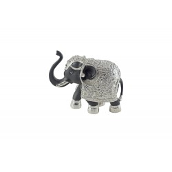 A Silver Electro Plating Elephant Size - 5 x 5.5 Inch with Black Body Colour