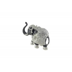 A Silver Electro Plating Elephant Size - 5 x 5.5 Inch with Black Body Colour